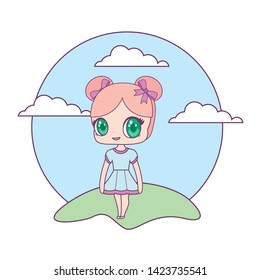 cute little doll in landscape