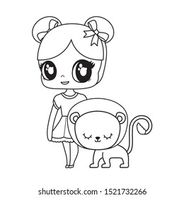 cute little doll with lion animal vector illustration design