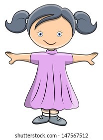 Cute Little Doll - Vector Cartoon Illustration