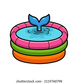 Cute little dolphin cartoon in pool ring inflatable