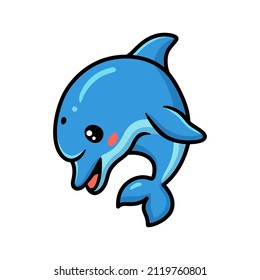 Cute little dolphin cartoon posing