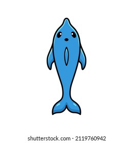 Cute little dolphin cartoon swimming