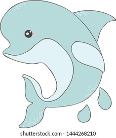 Cute little dolphin vector used to decorate the image or children's books to enhance knowledge