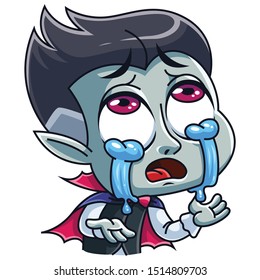 A Cute little Dracula is crying.Vector illustration in cartoon style. Isolated on white background.Vector illustration for Halloween.