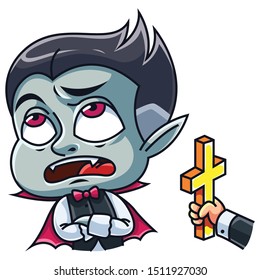 Cute little Dracula. Illustration of a Halloween. Vector illustration in a cartoon style. Isolated on white background. 
