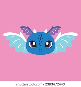 Cute little dragon baby child symbol new year wings face portrait look