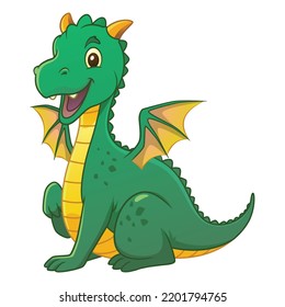 Cute Little Dragon Cartoon Illustration