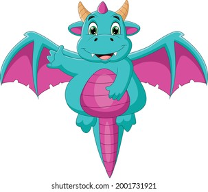 cute little dragon cartoon on white background