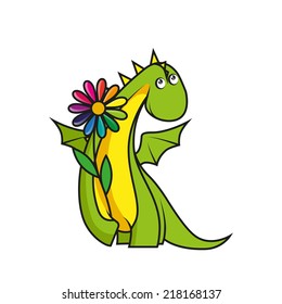 Cute little dragon with flower