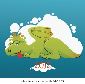 cute little dragon New Year vector background