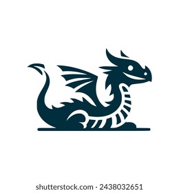 cute little dragon t shirt sticker logo vector illustration template design