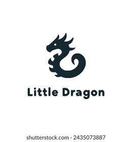 cute little dragon wild animal beast logo vector illustration template design