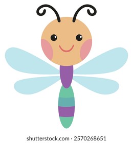 Cute little  dragonfly vector cartoon illustration
