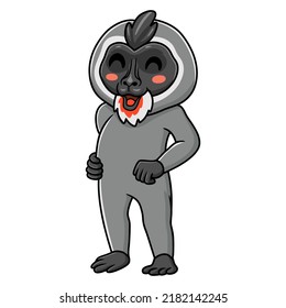 Cute little driil monkey cartoon standing