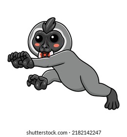 Cute little driil monkey cartoon walking