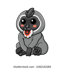 Cute little driil monkey cartoon sitting