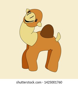 cute little dromedary on sandy background