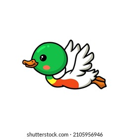 Cute little duck cartoon flying