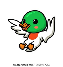 Cute Little Duck Cartoon Flying