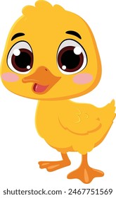 Cute little duck cartoon, isolated on white 