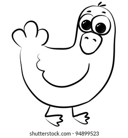 cute little duck cartoon, line art, coloring