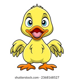 Cute little duck cartoon on white background
