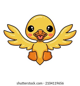 Cute little duck cartoon posing