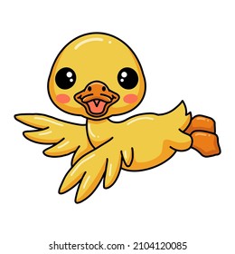 Cute little duck cartoon posing