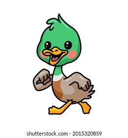 Cute little duck cartoon running