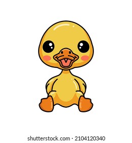 Cute little duck cartoon sitting