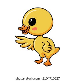 Cute little duck cartoon standing