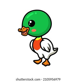 Cute little duck cartoon standing