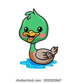 Cute little duck cartoon swimming