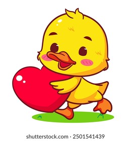 Cute Little Duck Cartoon Vector. Adorable And Kawaii Animal Concept Design. Icon Mascot Illustration Isolated White Background.