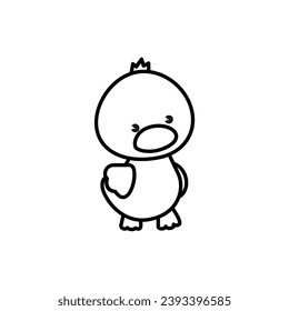 cute little duck coloring book set isolated
