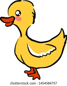 Pato pequeño, ilustración, vector sobre fondo blanco.