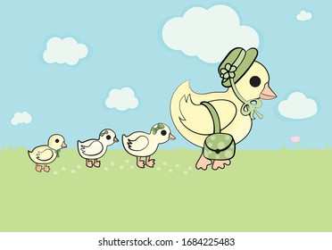 bonitos patos simples vector