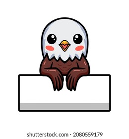 Cute little eagle cartoon with blank sign