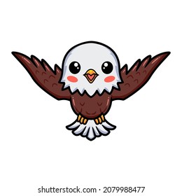 Cute little eagle cartoon flying