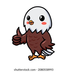 Cute little eagle cartoon giving thumb up