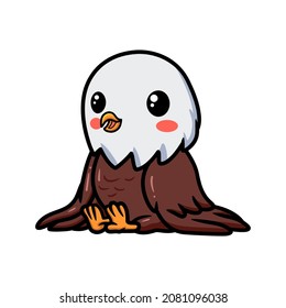 Cute little eagle cartoon sitting