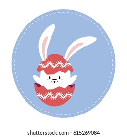 A Cute Little Easter Bunny coming out from Easter Egg.