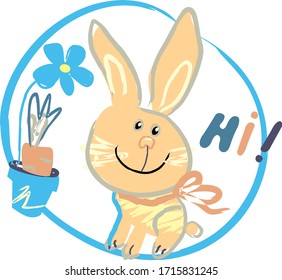 Cute little easter bunny vector character illustration