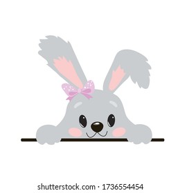 Cute Little Easter Bunny Vector Illustration on White Background