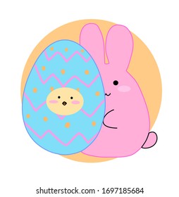 Cute little easter chick with bunny