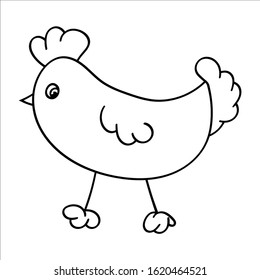 Cute little Easter hen. Vector illustration in Doodle style. Isolated object on a white background. Design element for children's books-paints, textiles, posters, school project, print, banner.