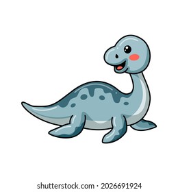 Cute little elasmosaurus dinosaur cartoon