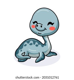 Cute little elasmosaurus dinosaur cartoon