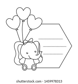 cute little elephant baby with balloons helium in card