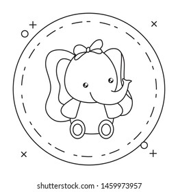 cute little elephant baby in frame circular